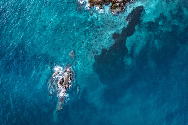 istock Blue sea and rocks on the island form above 1400393866