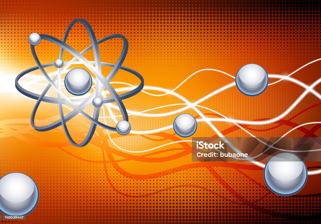 Abstract atom digital dibujo sobre fondo naranja. - arte vectorial de Concéntrico libre de derechos