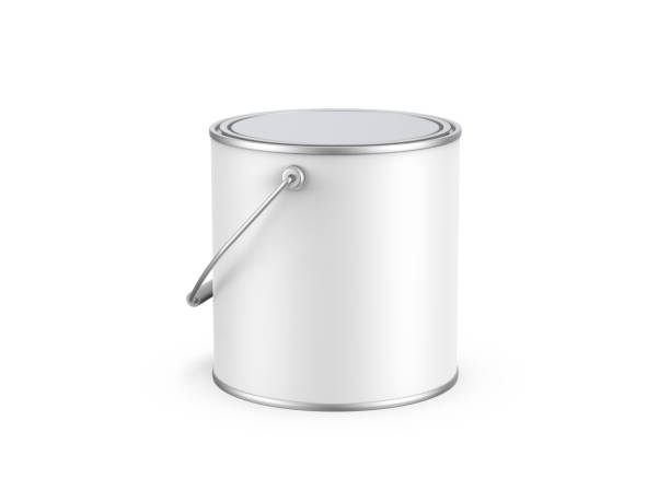 istock Paint bucket mockup template, white matte paint can with handle for branding and mock up, 3d render illustration 1400394759