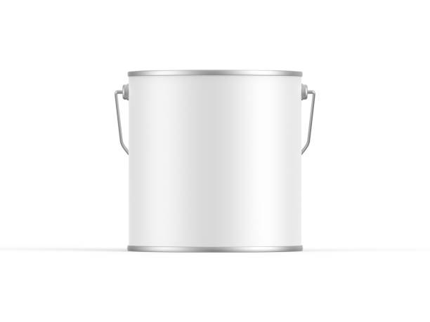 istock Paint bucket mockup template, white matte paint can with handle for branding and mock up, 3d render illustration 1400394798