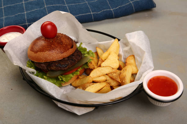 istock Homemade hamburger with fresh vegetables 1400398878