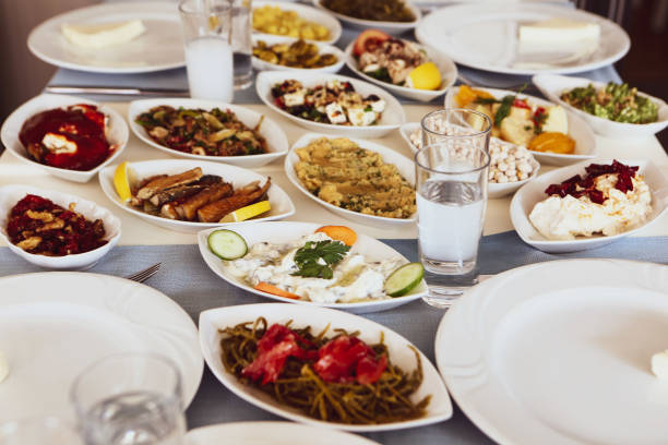 istock Traditional Turkish and Greek dinner meze table 1400403528