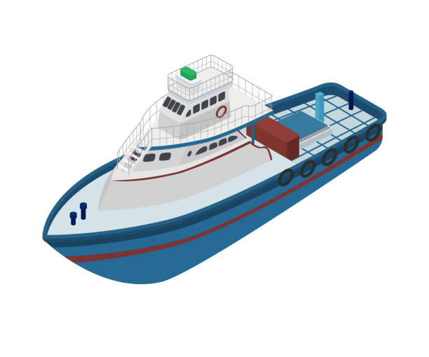 illustrazioni stock, clip art, cartoni animati e icone di tendenza di illustrazione di una nave passeggeri - isometric nautical vessel yacht sailboat