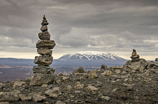 Cairns in a desolate landscape