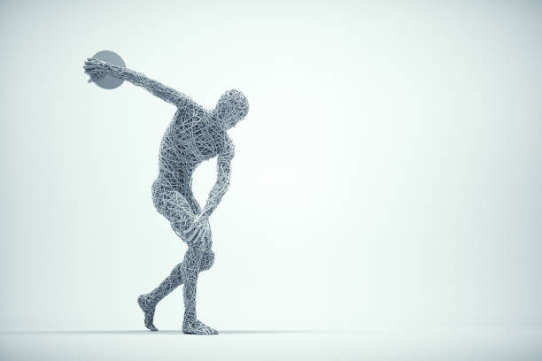 Athlete made of wires throws the disc .