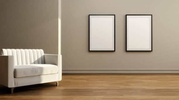 istock Living room with sofa and mockup frame minimal look 3D Render 1400408606