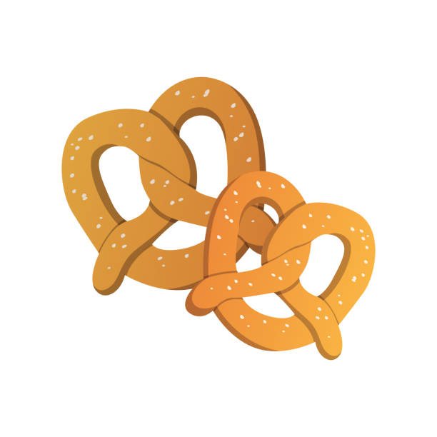 precel ze świeżego chleba, danie narodowe południowych niemiec - vector - pretzel stock illustrations