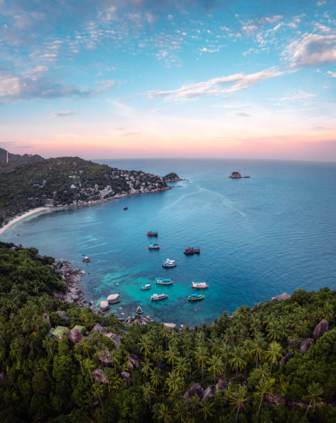 istock Bay and boats form above in island 1400414041