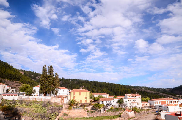 village in the mountains, digital photo picture as a background village in the mountains, beautiful photo digital picture village vilaflor on tenerife stock pictures, royalty-free photos & images