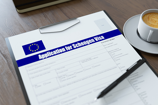 Application Form for Schengen Visa . 3D Render