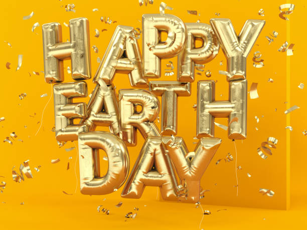 istock Happy Earth Day Balloons with Confetti 1400416781