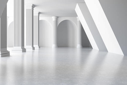 White Tunnel with Columns. 3D Render