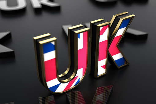 UK United Kingdom Neon Sign. 3D Render