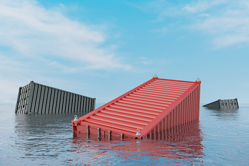 Container Float Shipping Cargo Containers Floating In The Ocean Stock Photo - Download ...