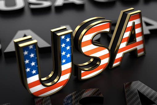 USA Neon Sign Cover US Flag. 3D Render