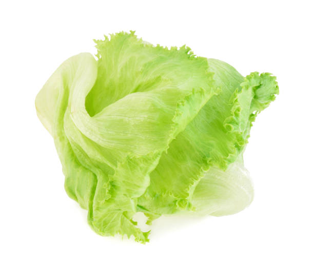 istock Green iceberg lettuce on white Background 1400417680