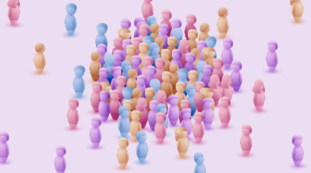 istock Large group of people in the shape of a circle on white background. People crowd concept. 1400417687