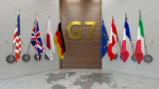 G7 Country flags. 3D Render