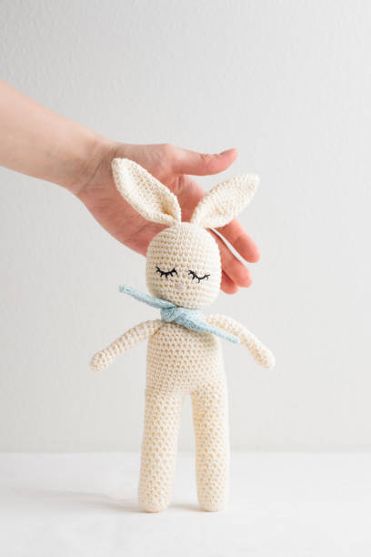 istock Cute handmade crochet knitted amigurumi bunni 1400420593