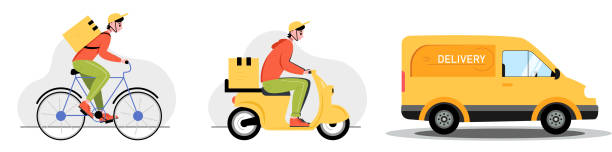 istock Fast delivery of goods or food. Set of vector illustrations. 1400421574