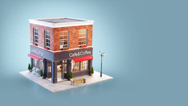 istock Unusual 3d illustration of a cozy cafe 1400422759