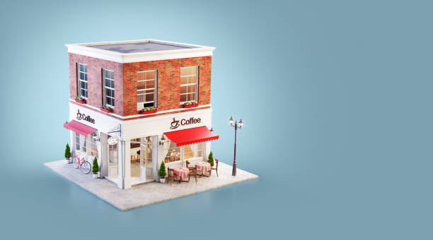 istock Unusual 3d illustration of a cozy cafe 1400422772