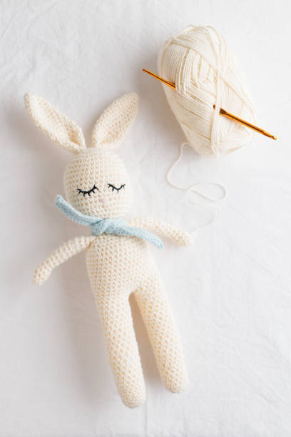 istock Cute handmade crochet knitted amigurumi bunni 1400423183