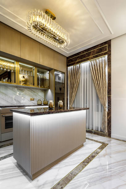 istock Luxury Kitchen Design, italian marble and granite countertop 1400425094