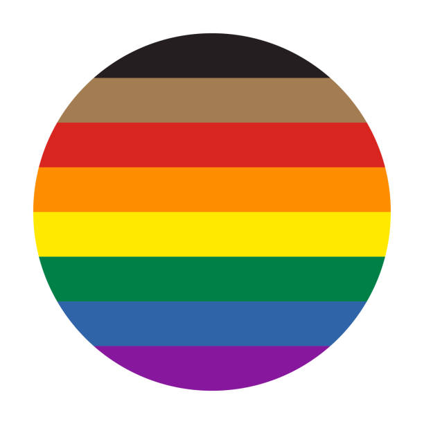 Circle Rainbow icon new Pride Flag with blanck and brown stripes Circle Rainbow icon new Pride Flag with blanck and brown stripes. Symbol of LGBT community. Vector illustration. Flat vector button for apps and websites pride flag icon stock illustrations
