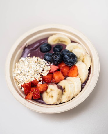 Acai bowl of fresh fruit and nuts