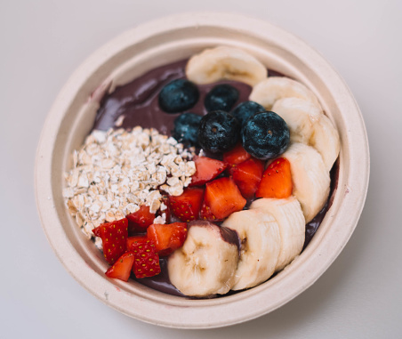 Acai bowl of fresh fruit and nuts