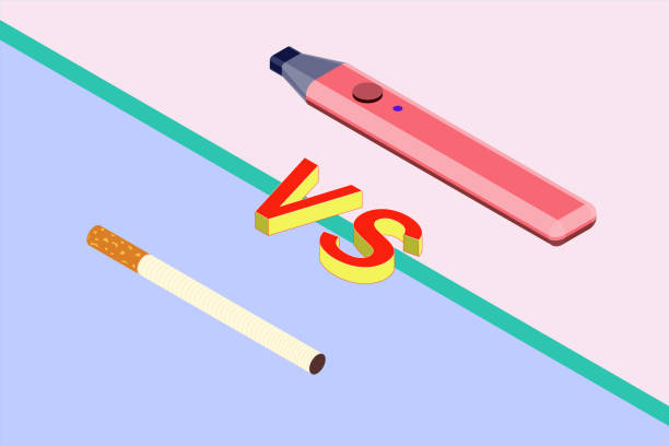 illustrations, cliparts, dessins animés et icônes de cigarette vs vape, illustration isométrique simple - e cigarette