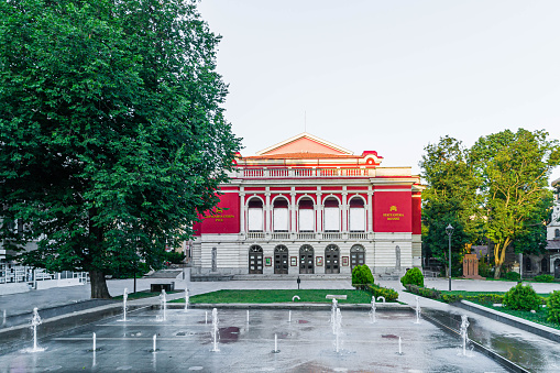 Aerial view of State opera in Rousse, (Ruse), Bulgaria - (Bulgarian: Държавна опера ,Русе, България)  The picture is taken with DJI Phantom 4 Pro drone / quadcopter