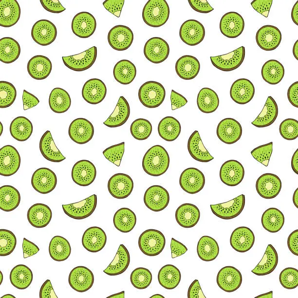 Vector illustration of Seamless vector pattern of kiwi fruits.
