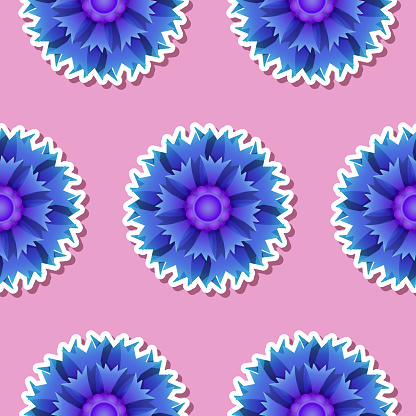 Repeating Vector Pattern With Cornflowers In Clip Art Style向量圖形及更多剪貼畫圖片 ...