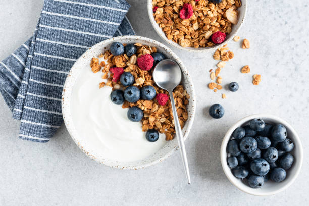 istock Yogurt granola bowl with blueberries 1400433924