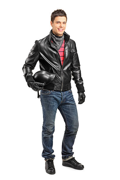 istock Young motorcycler holding a helmet 140043410