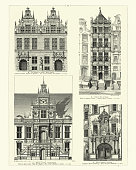 istock Renaissance and Baroque style Architecture, Danzig, the Arsenal, Stephan's House, Townhouse, Leyden, Heriots Hospital, Edinburgh 1400434799