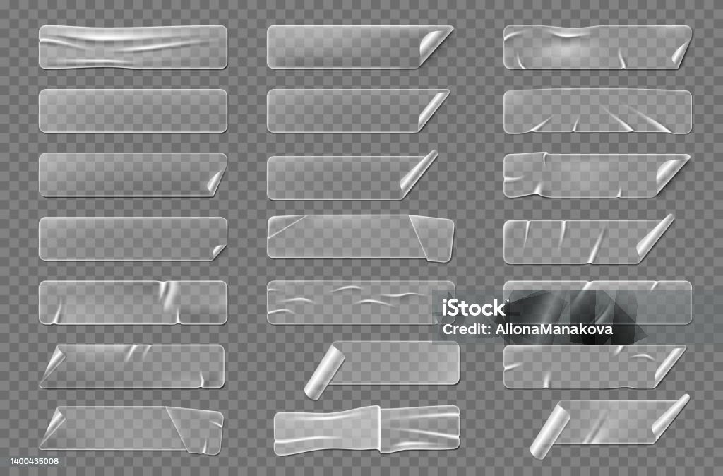 Transparent Rectangular Adhesive Stickers With Shadow Isolated Stock ...