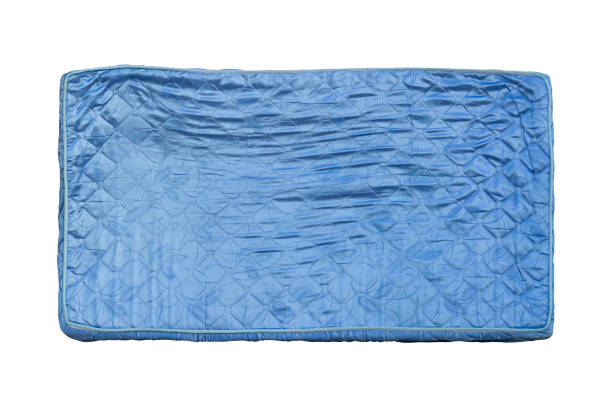 istock Old blue mattress size 3.5 inch isolated on white background included clipping path. 1400435972