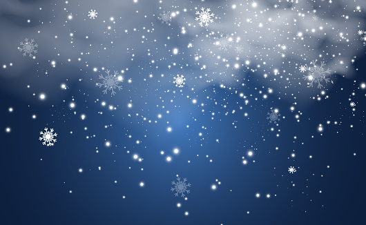 illustration of flying snow on a transparent background.Natural phenomenon of snowfall or blizzard.