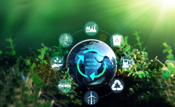 istock Sustainable development and green business based on renewable energy.New modern technologies that make us have a clean, environmentally friendly and recyclable environment. 1400440811