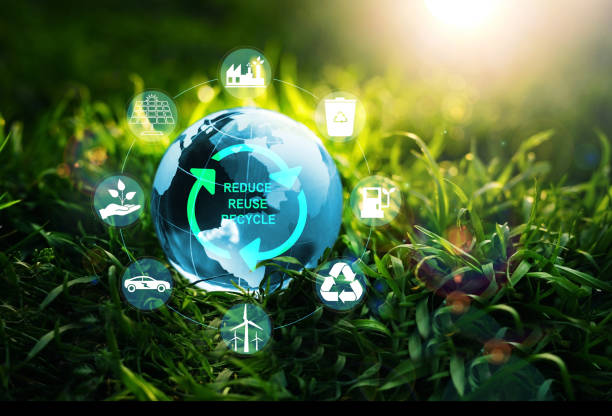 istock Sustainable development and green business based on renewable energy.New modern technologies that make us have a clean, environmentally friendly and recyclable environment. 1400440817