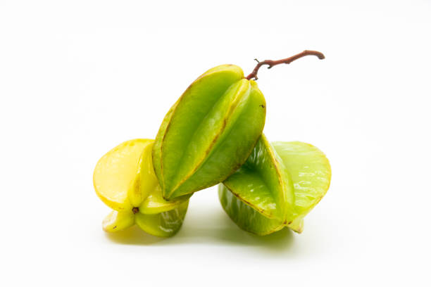 istock Ripe carambolas or Star fruit on white background 1400444865