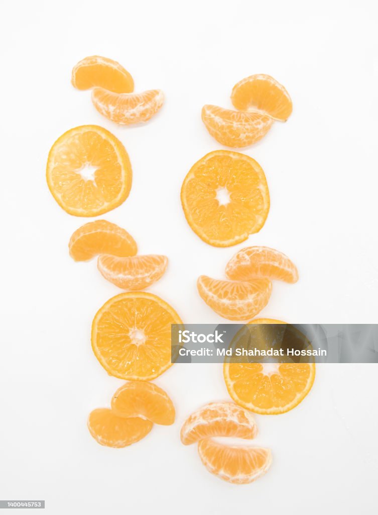 Tangerine or kamala over on white background, top view Bangladesh Stock Photo