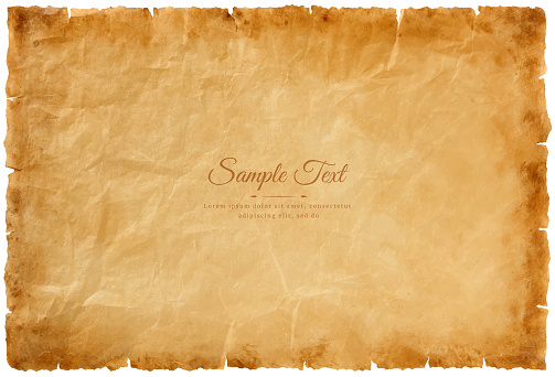 Vector old parchment paper sheet vintage aged or texture isolated on white background.