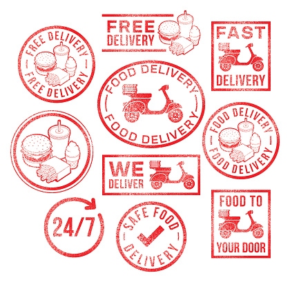 Food Delivery Rubber Stamps