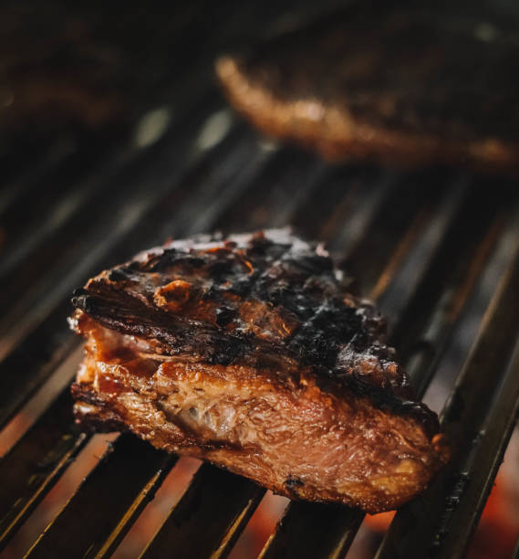 istock Nice chunks of beef on a charcoal grill 1400455437