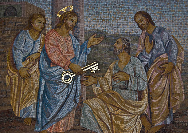 Saint Peter mosaic of Saint Peter receiving the key from Jesus peter the apostle stock pictures, royalty-free photos & images
