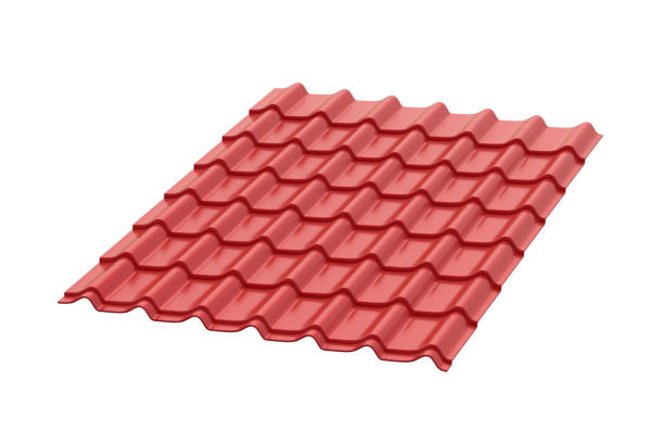 istock Metal roof tile isolated on white background. 3d render 1400461412